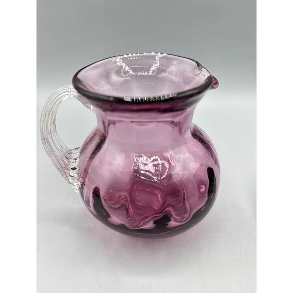 Other - Vintage Cranberry Mini PItcher Creamer Glass 3.75" Hand Blown